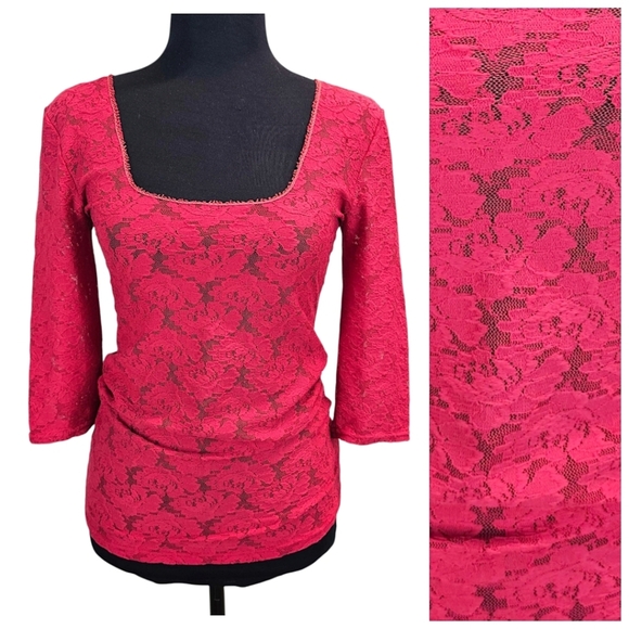 Free People Tops - Intimately Free People Womens Square Neck Lace Top Small Pink Coquette Feminine